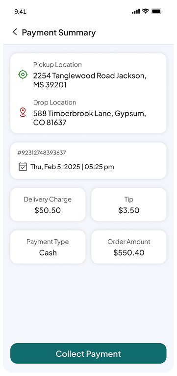 Driver payment summary