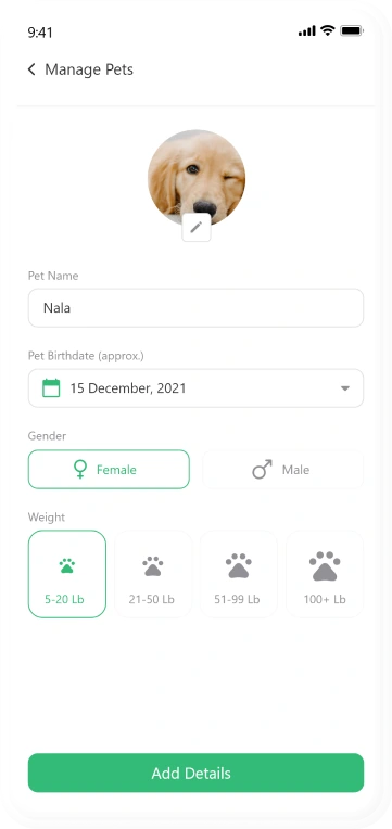 customer app - manage pets