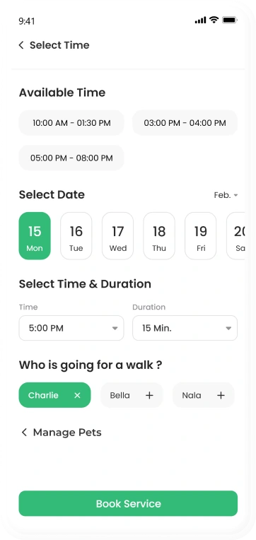 customer app - select time