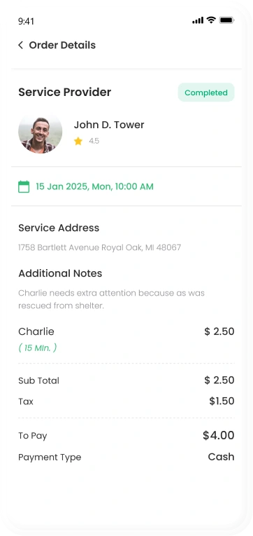 customer app - order details