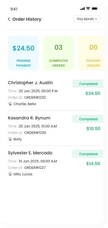 provider app - order history