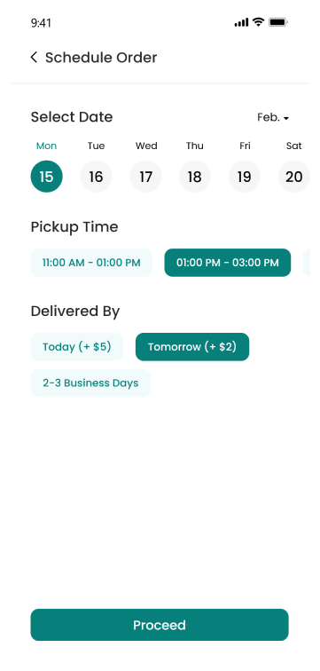 customer app - schedule order