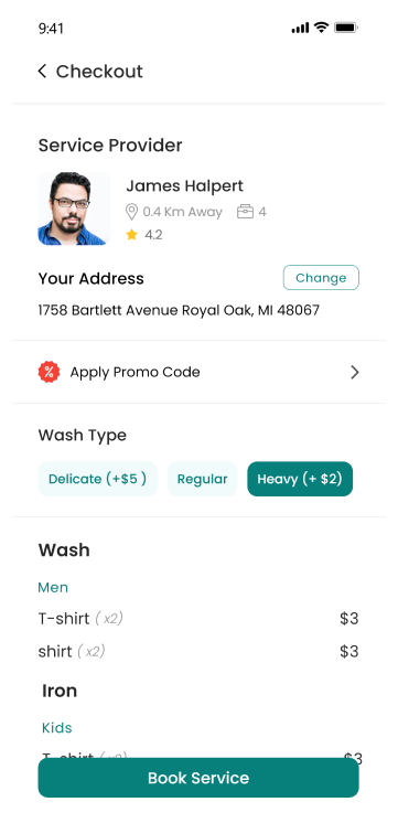 customer app - Checkout process screen