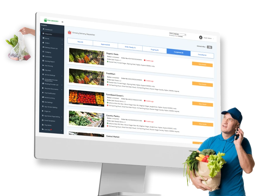 Grocery admin panel features