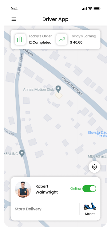 Driver app dashboard