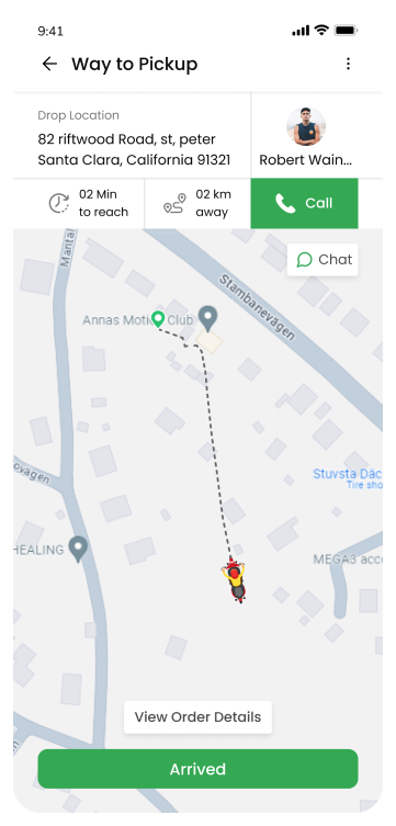 Driver route to pickup