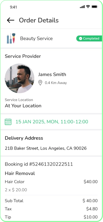 customer app - order details