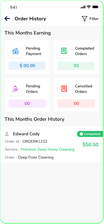 provider app - order history