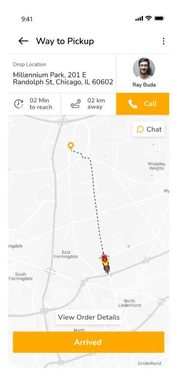 driver app - way to pickup