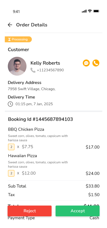 Restaurant App - order details