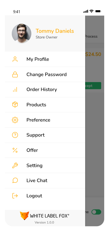 Restaurant App - profile setting