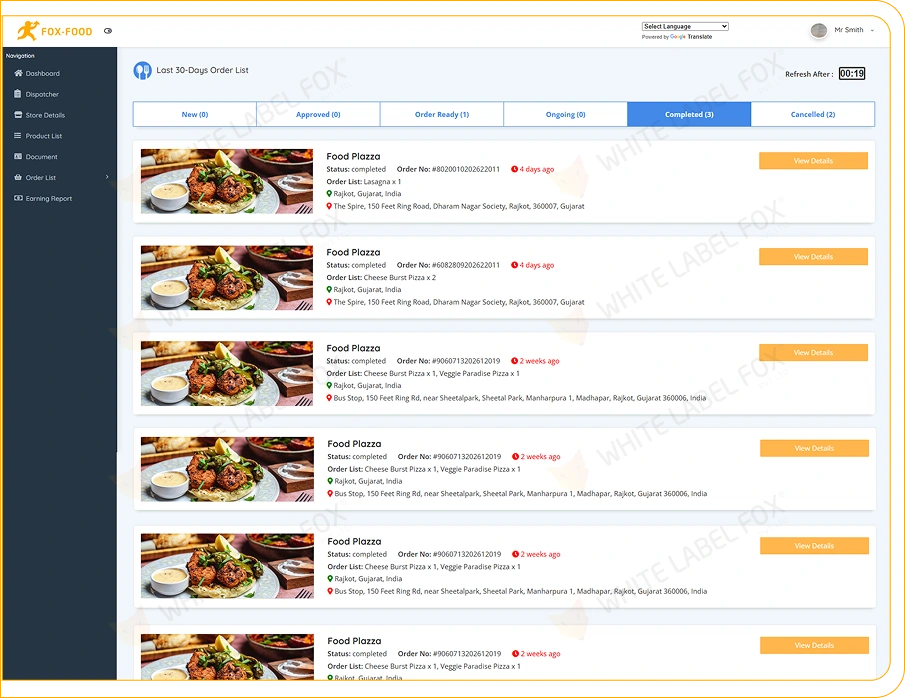 food ordering app development
