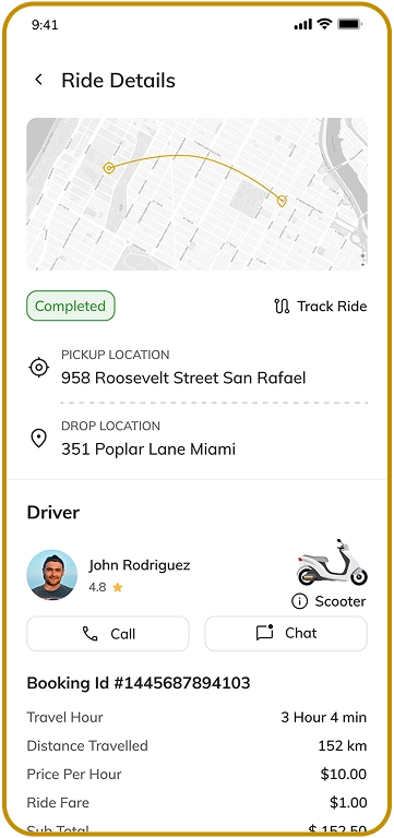 customer app - ride details