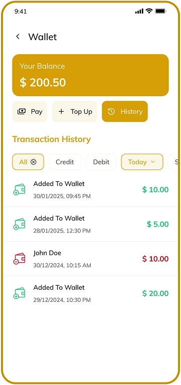 customer app - wallet