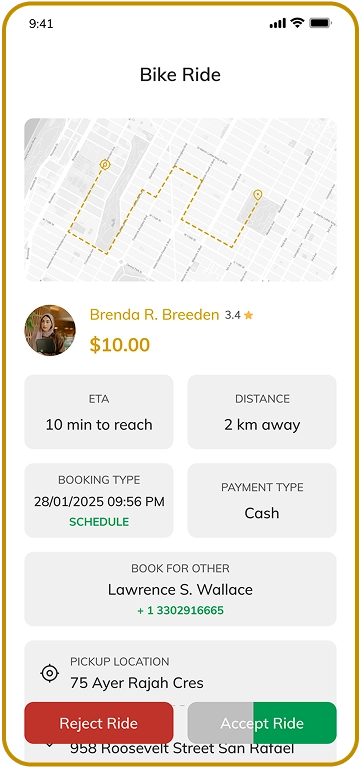 driver app - bike ride