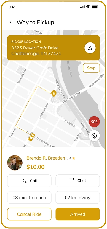 driver app - pickup location