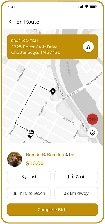 driver app - en route navigation