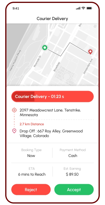 driver app - courier delivery request