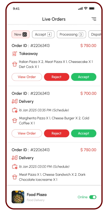 store app - Live Orders