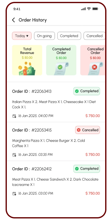 store app - order history