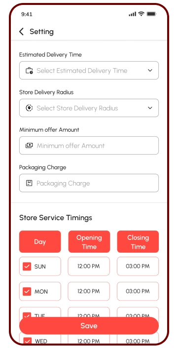 store app - settings