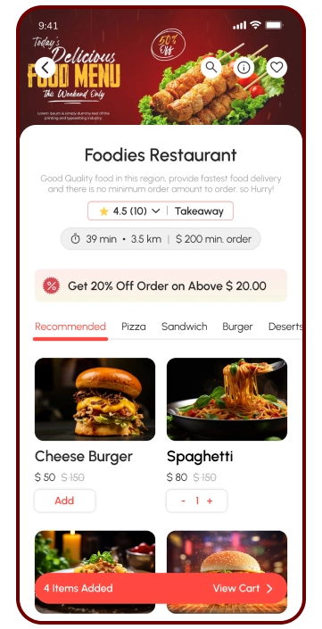 user app - restaurant details