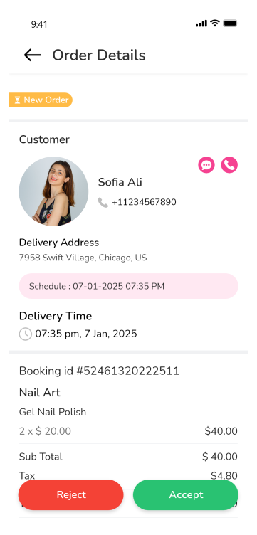 provider app - order details