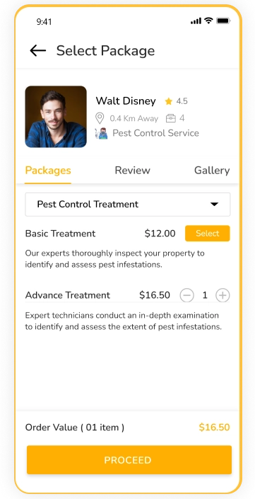 customer app - select package