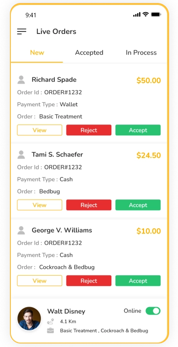 provider app - live orders