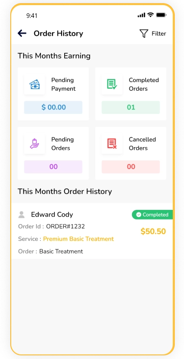 provider app - order history