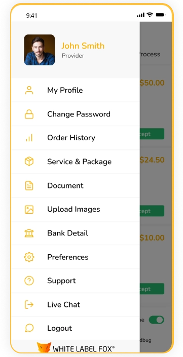 provider app - profile settings