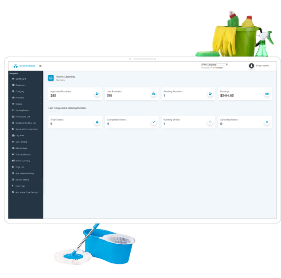 home cleaning app - admin panel