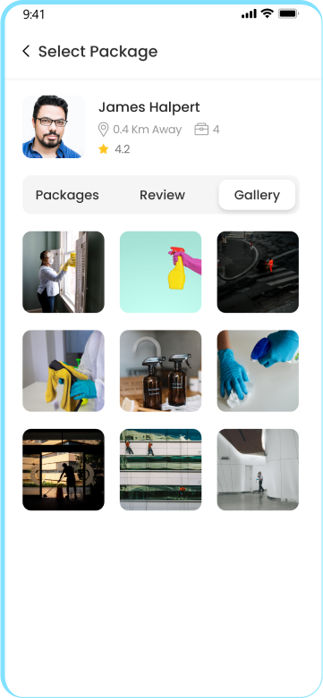 customer app - cleaning gallery view