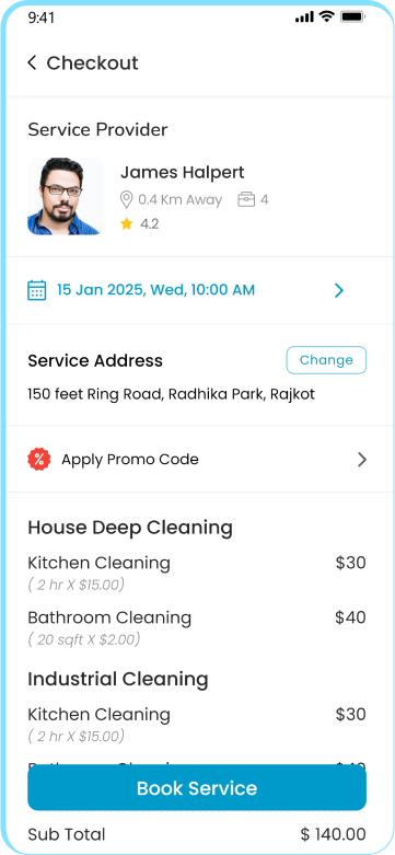 customer app - book cleaning service