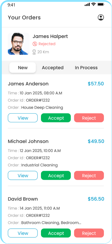 provider app - accept or reject order