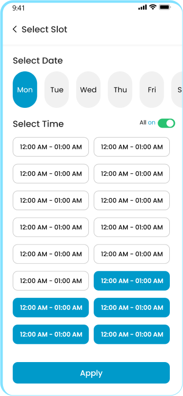 provider app -  select time slot