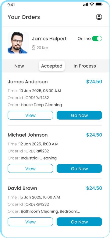 provider app - accepted cleaning orders