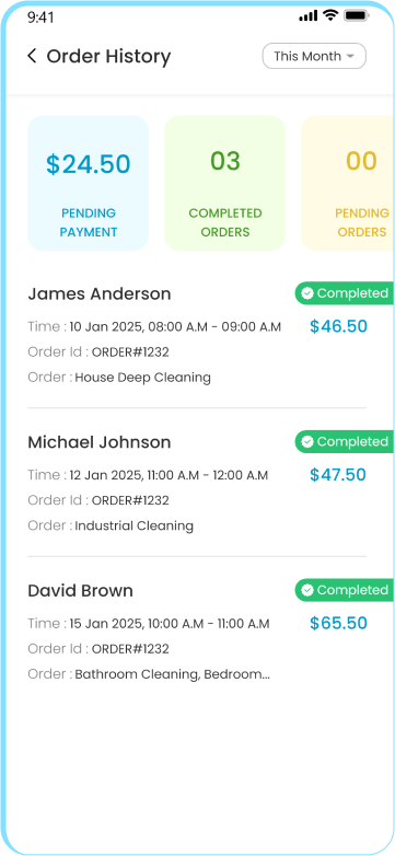 provider app - order history