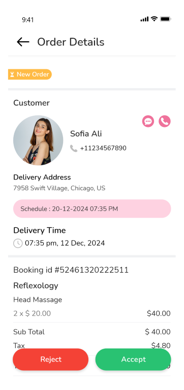 provider app - order details