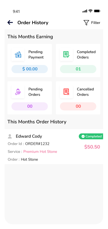 provider app - order history