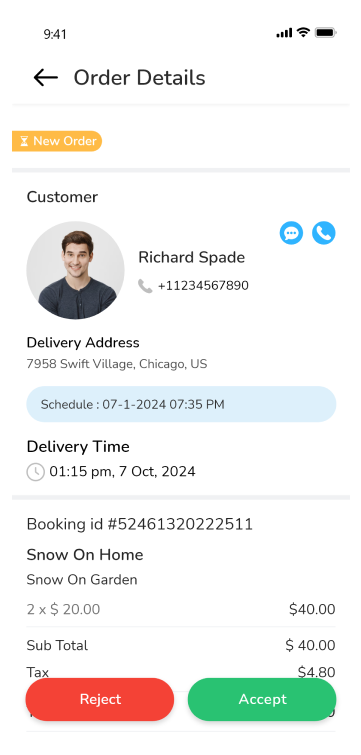 provider app - order details