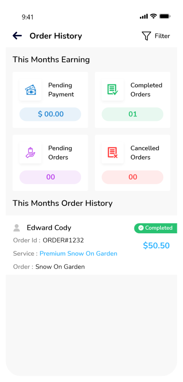 provider app - order history