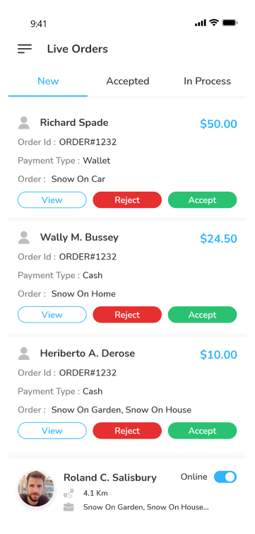 provider app - live orders