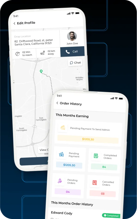 driver app - profile & order history