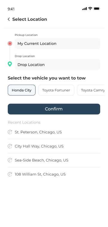 customer app - select location