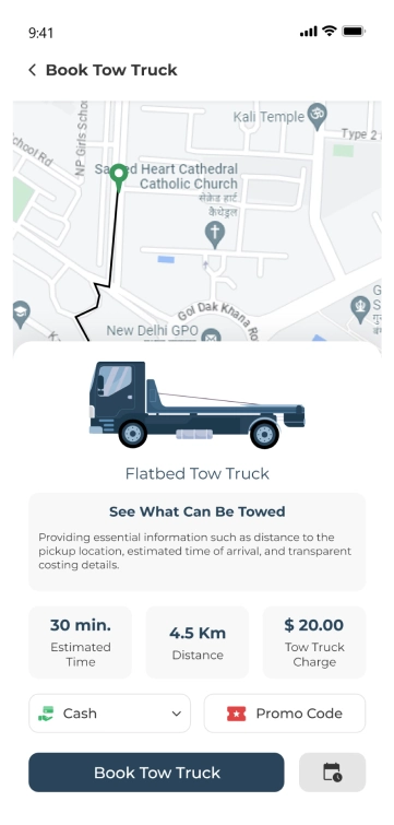 customer app - Towing Service Details