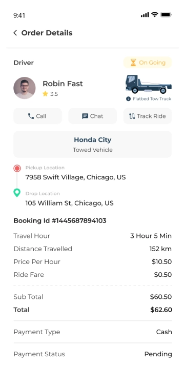 customer app - Live Ride Status