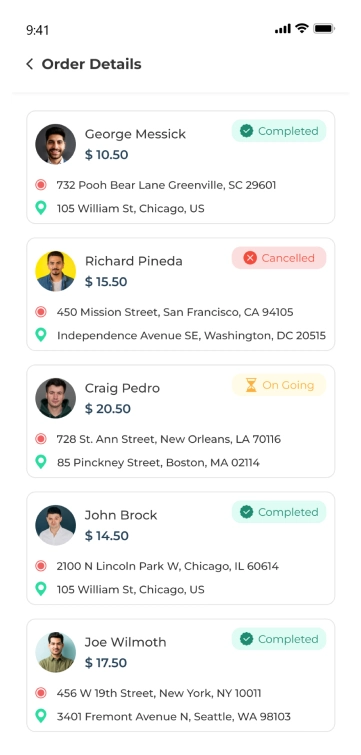 customer app - Service Order Tracking