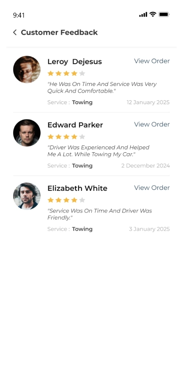 driver app - customer feedback