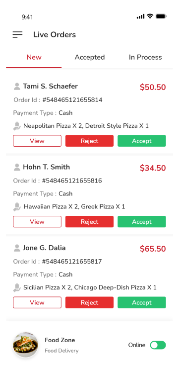 store app - live orders